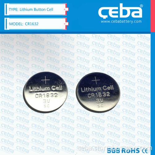 Lithium 3V button cell battery CR1632 for sale